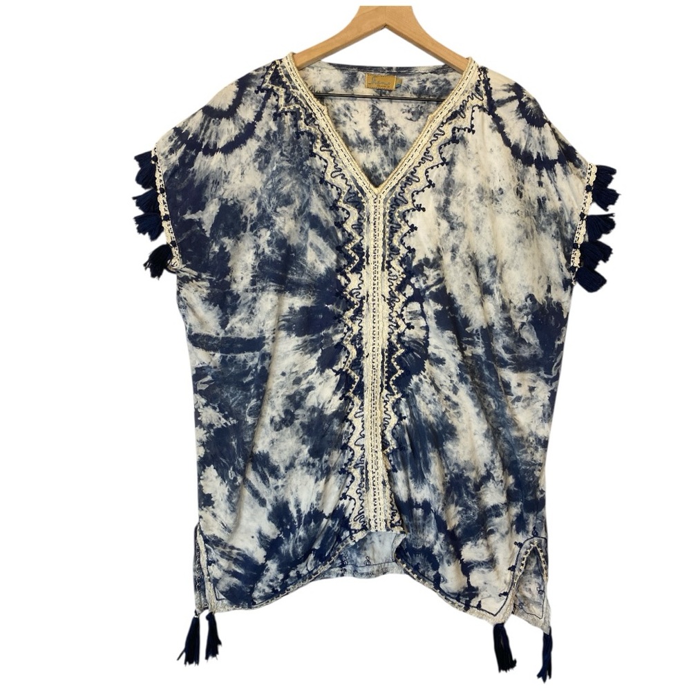 Skemo Tie Dye Tassel Cover-Up Top‎ Size XS Boho Beach Festival Coastal Hippie